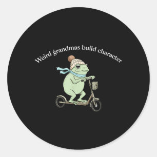 Sticker Rond Grands-mères bizarres construisent un personnage d