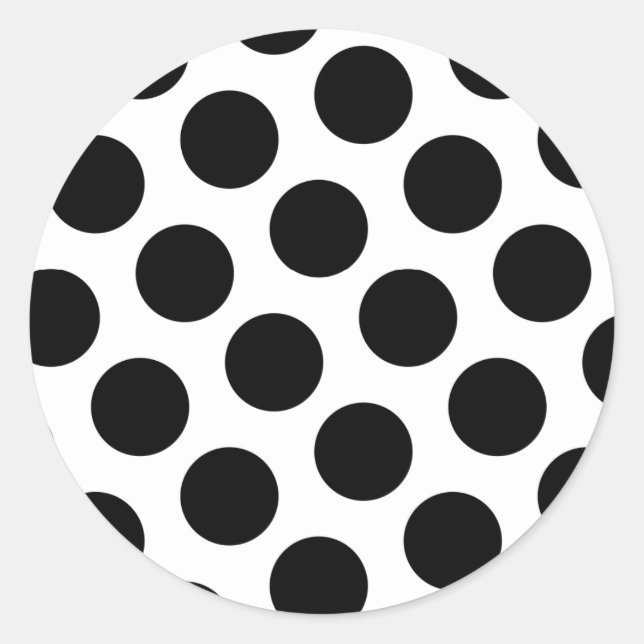 Sticker Rond Grands pois blancs et noirs (Devant)