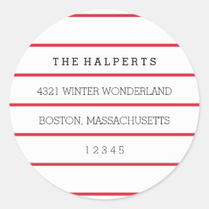 Sticker Rond Grands rayures   Rouge et blanc   Adresse de retou
