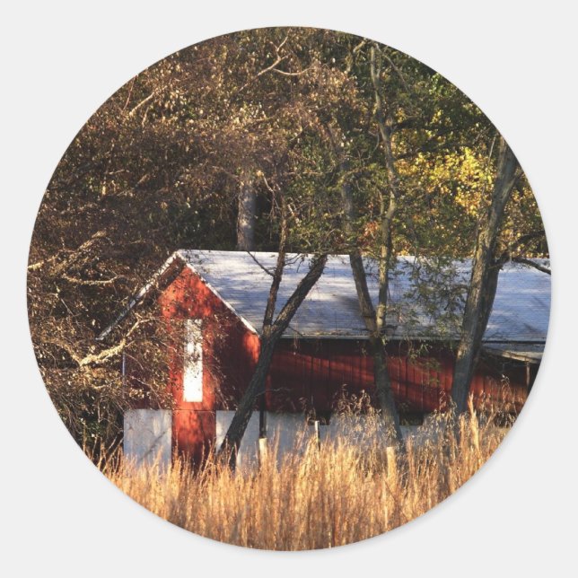 Sticker Rond Grange d'automne dans le centre du Maryland (Devant)