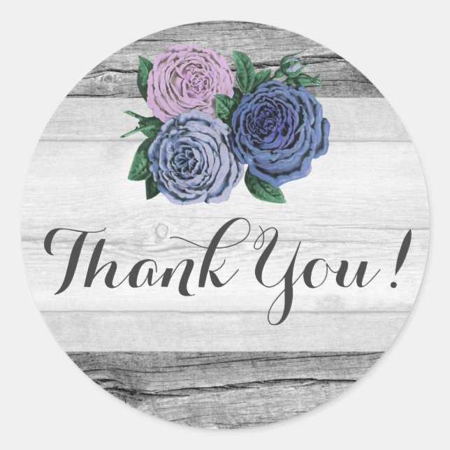 Sticker Rond Grange Rustique Bois & Roses Vintage Merci (Devant)