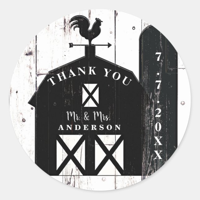 Sticker Rond Grange Rustique Maison de Mariage Bois Blanc Grang (Devant)