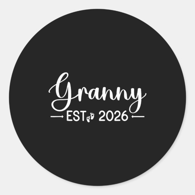Sticker Rond Granny Est 2026 New Matching Mother To Be 2026  (Devant)
