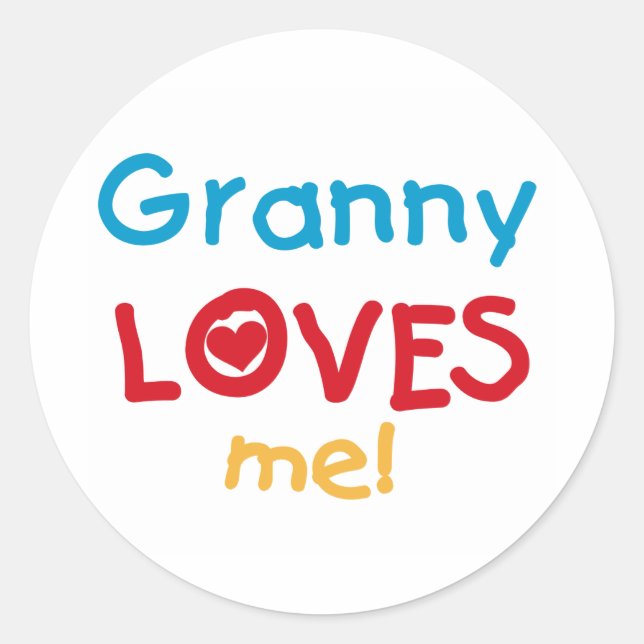 Sticker Rond Granny Loves Me Tshirts et cadeaux (Devant)