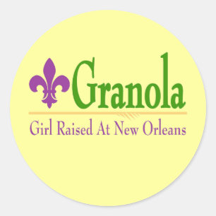 Sticker Rond Granola, Fille Élevée À NOLa