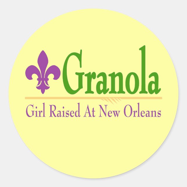 Sticker Rond Granola, Fille Élevée À NOLa (Devant)