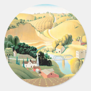 Sticker Rond Grant Wood - Stone City, Iowa