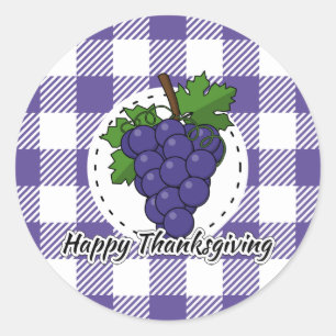 Sticker Rond Grape on Violet Plaid