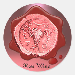 Sticker Rond GRAPE rose VINE ROUGE CIRE SEIGNE