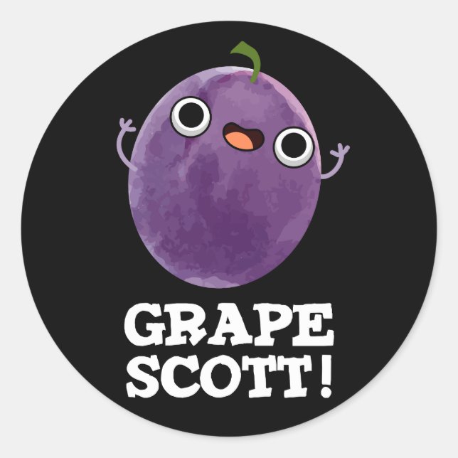 Sticker Rond Graphe Scott Funny Fruit Graphe Pun Dark BG (Devant)