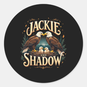 Sticker Rond Graphi vintage Jackie Et Ombre Bald Eagle Famille