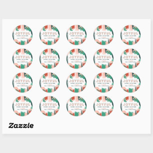 Sticker Rond Graphique abstrait moderne rouge, rose + vert joye