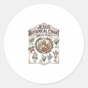 Sticker Rond Graphique botanique de Jésus Plantes bibliques Jés