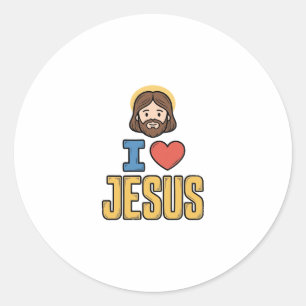 Sticker Rond Graphique chrétien vintage j'aime Jésus