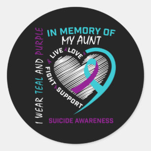 Sticker Rond Graphique Coeur En Mémoire De La Sensibilisation A