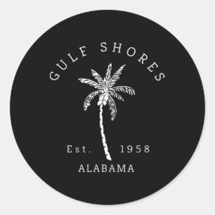 Sticker Rond Graphique Cool rétro Gulf Shores Al Beach Palm Tre