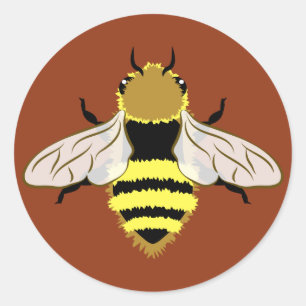 Sticker Rond Graphique d'abeille de miel