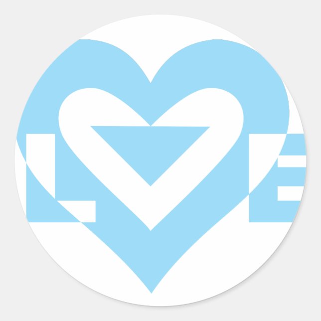 Sticker Rond Graphique d'amour cool, Bleu (Devant)