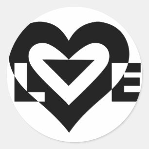 Sticker Rond Graphique d'amour cool, noir