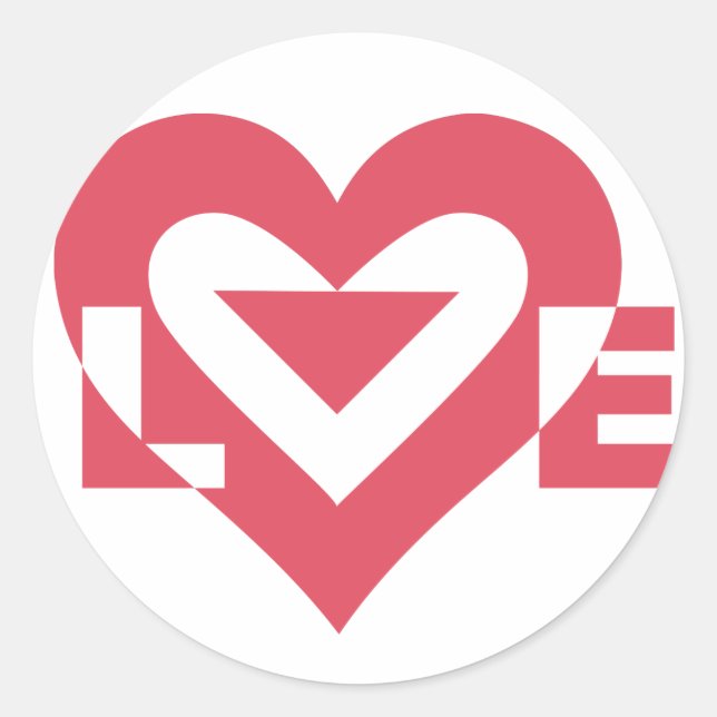 Sticker Rond Graphique d'amour cool, rose cerise (Devant)