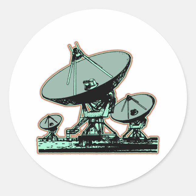 Sticker Rond Graphique d'antenne parabolique rétro (Devant)