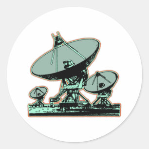 Sticker Rond Graphique d'antenne parabolique rétro
