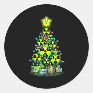 Sticker Rond Graphique d'arbre de Noël radioactif Avertissement