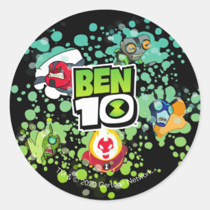 Sticker Rond Graphique de bulles de formes Aliens Ben 10