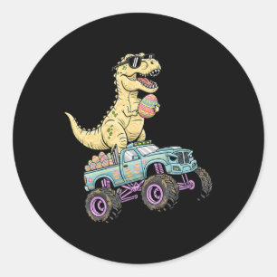 Sticker Rond Graphique de camion monstre T Rex de Pâques pour e
