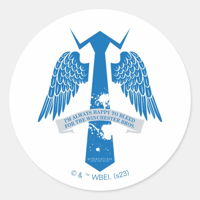 Sticker Rond Graphique de citation de Cravate de Castiel surnat (Devant)