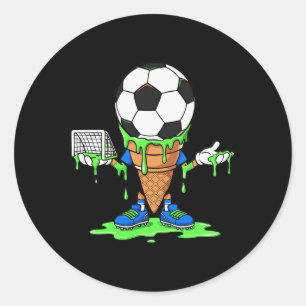 Sticker Rond Graphique de cône de glace Funny Soccer Drip
