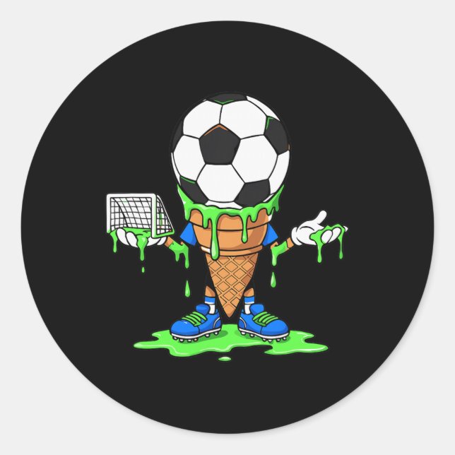 Sticker Rond Graphique de cône de glace Funny Soccer Drip (Devant)