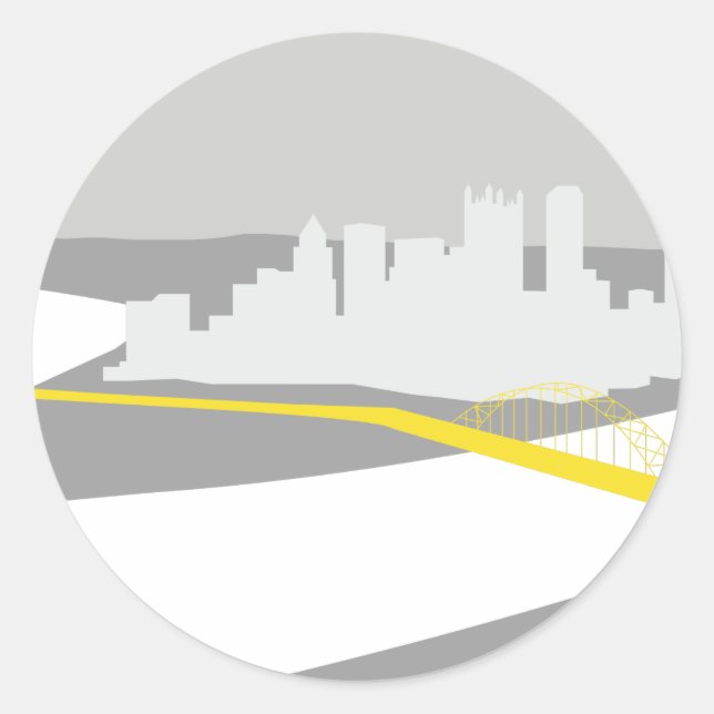 Sticker Rond Graphique de la ligne d'horizon de Pittsburgh (Devant)