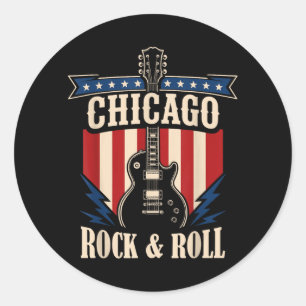 Sticker Rond Graphique de la ville de musique rock et roll de C