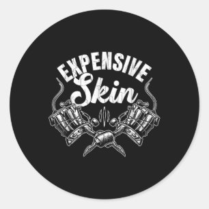 Sticker Rond Graphique de tatouages d'artiste de tatouage amusa