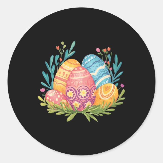 Sticker Rond Graphique des oeufs de Pâques (Devant)