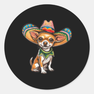Sticker Rond Graphique drôle de Chihuahua pour le Cinco De Mayo