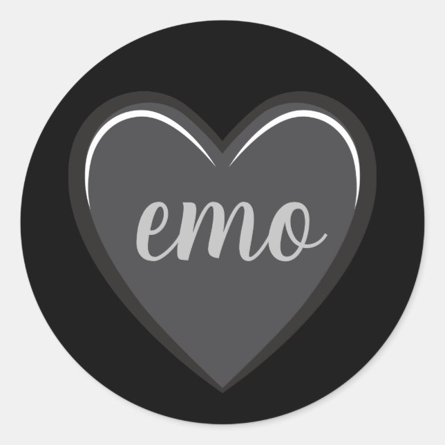 Sticker Rond Graphique en coeur noir et gris Emo (Devant)