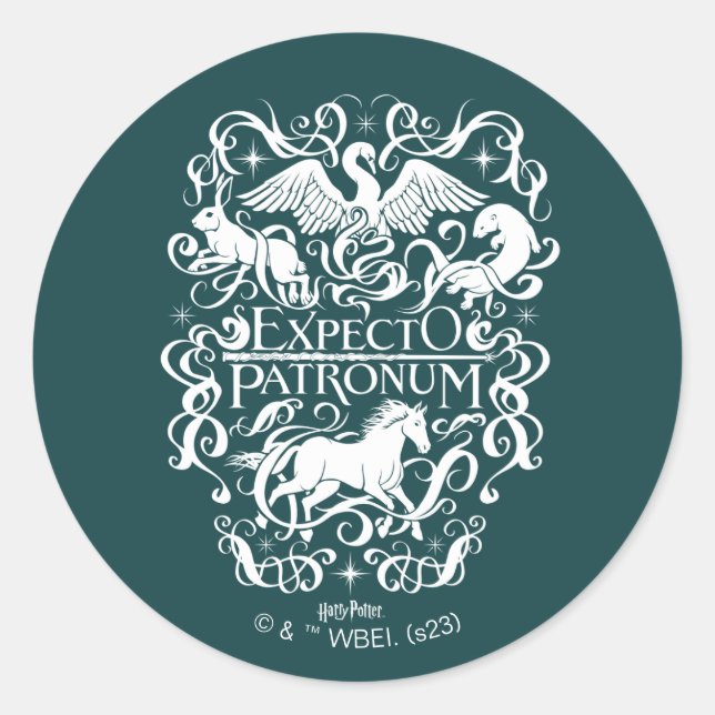 Sticker Rond Graphique Filigree de Patronum d'Expecto (Devant)