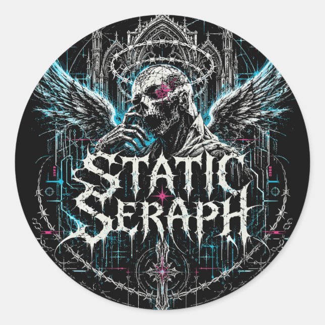 Sticker Rond Graphique gothique cyberpunk statique de Séraphin (Devant)
