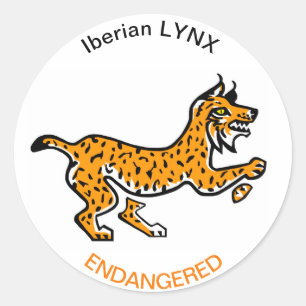 Sticker Rond Graphique - Ibérique LYNX - Animaux en voie de dis