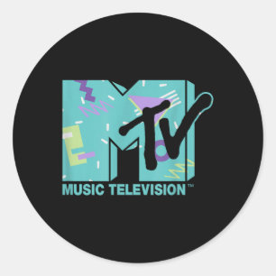 Sticker Rond Graphique MTV Pastel Memphis Rétro 80s