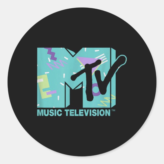 Sticker Rond Graphique MTV Pastel Memphis Rétro 80s (Devant)