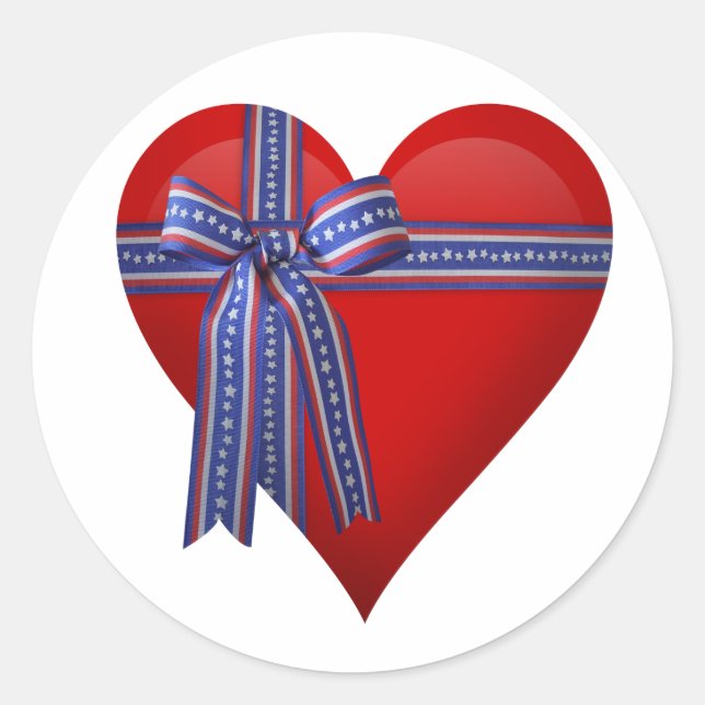 Sticker Rond Graphique Patriotic Heart (Devant)