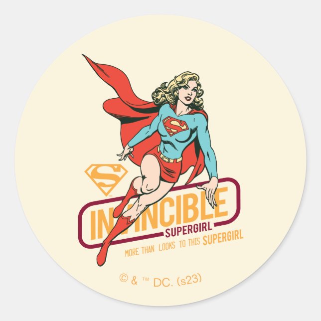 Sticker Rond Graphique rétro-invincible Supergirl (Devant)