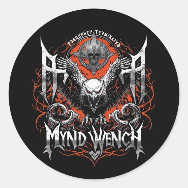 Sticker Rond Graphique Terminé du Groupe de Heavy Metal Rock An (Devant)