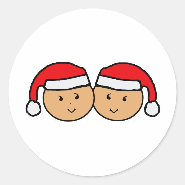 Sticker Rond Graphique Twin Santa Hat (Devant)