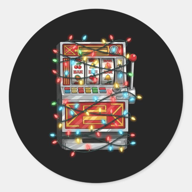 Sticker Rond Graphiques de Noël drôles de machine à sous amateu (Devant)