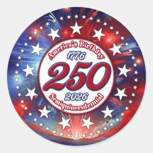 Sticker Rond Graphiques Feu d'Artifice Semiquin pour les 250 an