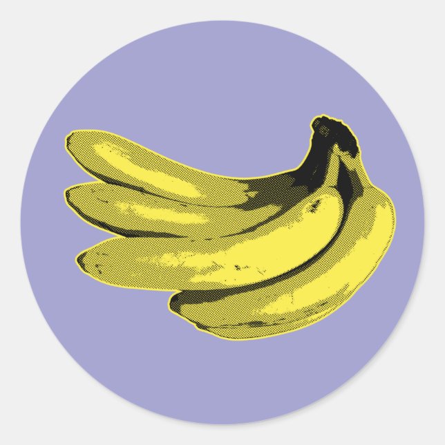 Sticker Rond Graphisme Banane Jaune Pop Art (Devant)